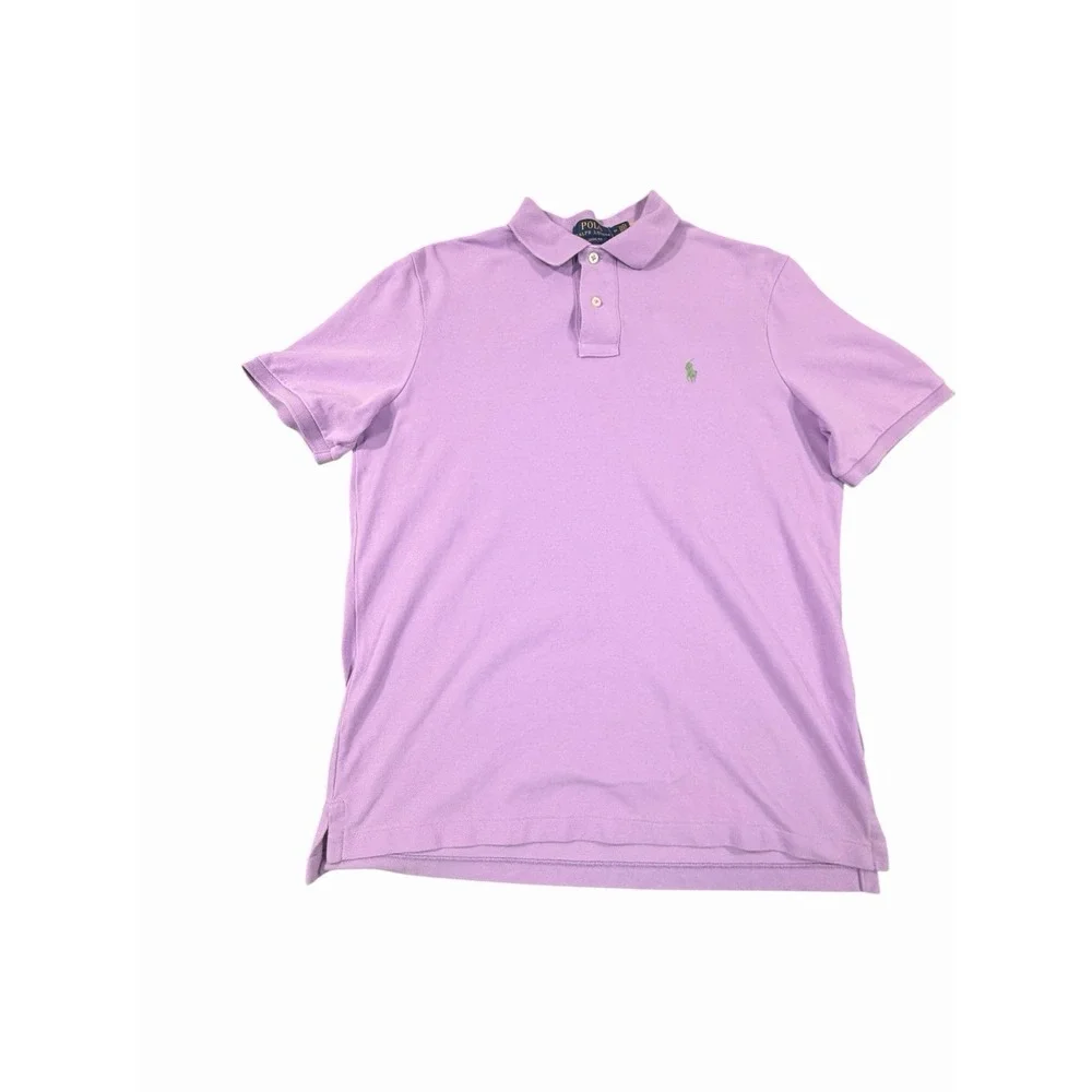 Polo Ralph Lauren Classic Fit Mesh Polo Shirt Purple Green Pony Men's Medium